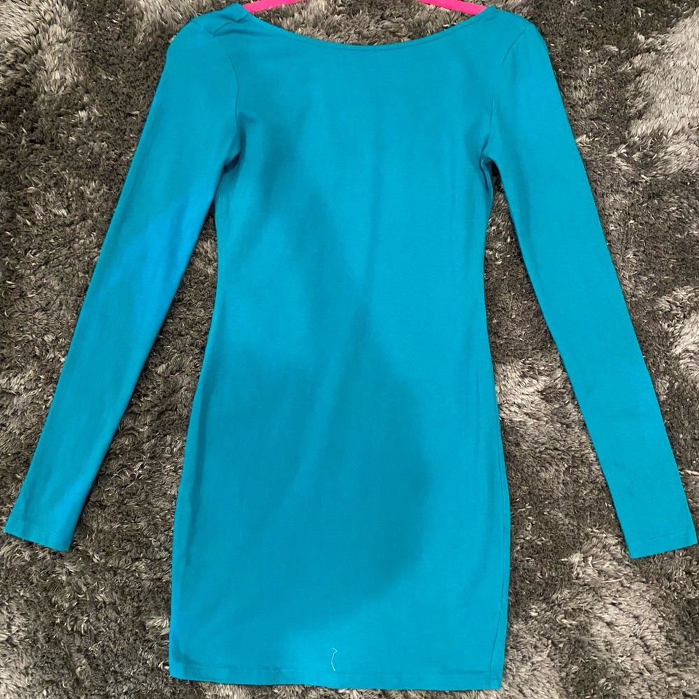 Forever 21 Blue Long Sleeve Bodycon Dress